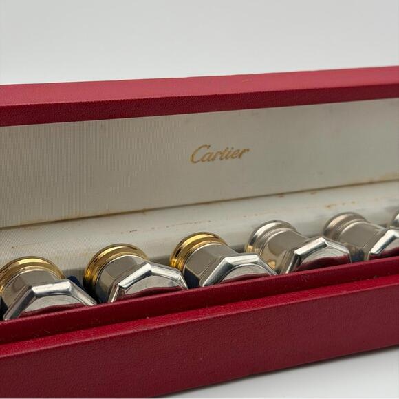 Cartier Sterling Silver Salt & Pepper Shakers Set – Gilt Lids – With Box - Picture 3 of 7